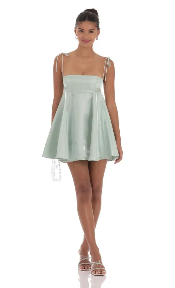 Sheen Flare Babydoll Dress Sage Green Women LUCY IN THE SKY Mini Dresses Sheen Flare Babydoll Dress Sage Green Women LUCY IN THE SKY Mini Dresses