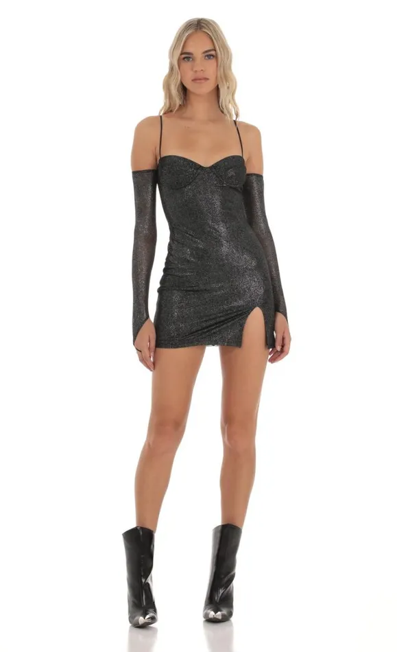 Shimmer Bodycon Dress Black Women LUCY IN THE SKY Mini Dresses Shimmer Bodycon Dress Black Women LUCY IN THE SKY Mini Dresses