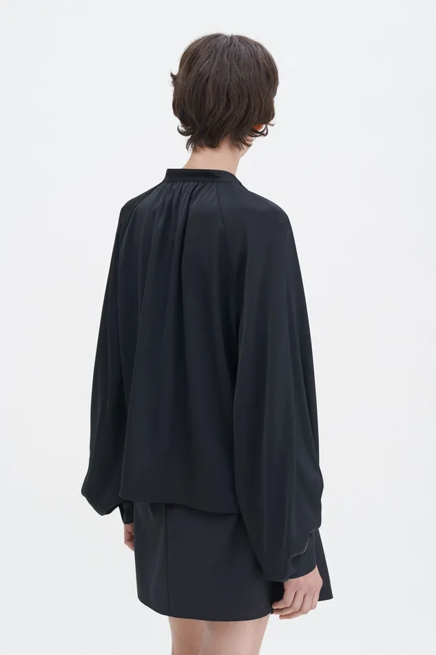 Shirts and Blouses filippak Women Stand Collar Blouse Black