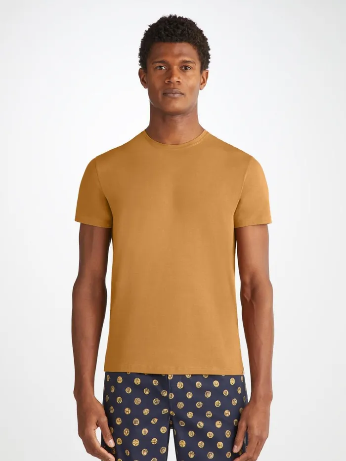 Short Sleeve TShirts Men Derek Rose TShirt Basel Micro Modal Stretch Gold