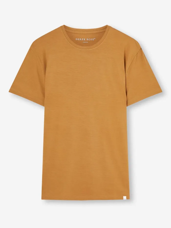 Short Sleeve TShirts Men Derek Rose TShirt Basel Micro Modal Stretch Gold