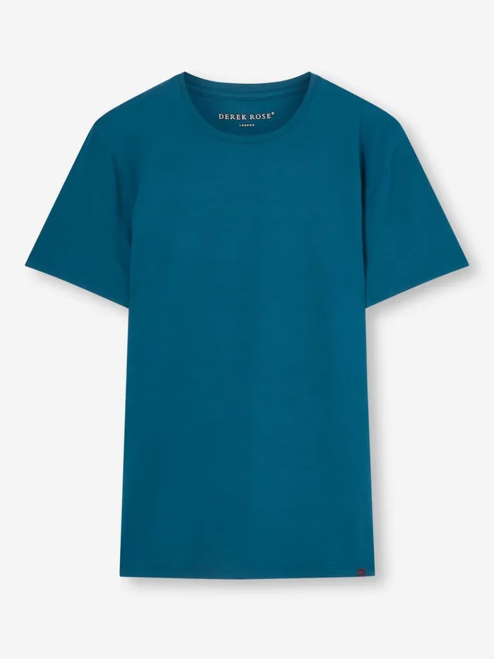 Short Sleeve TShirts Men Derek Rose TShirt Basel Micro Modal Stretch Poseidon Blue