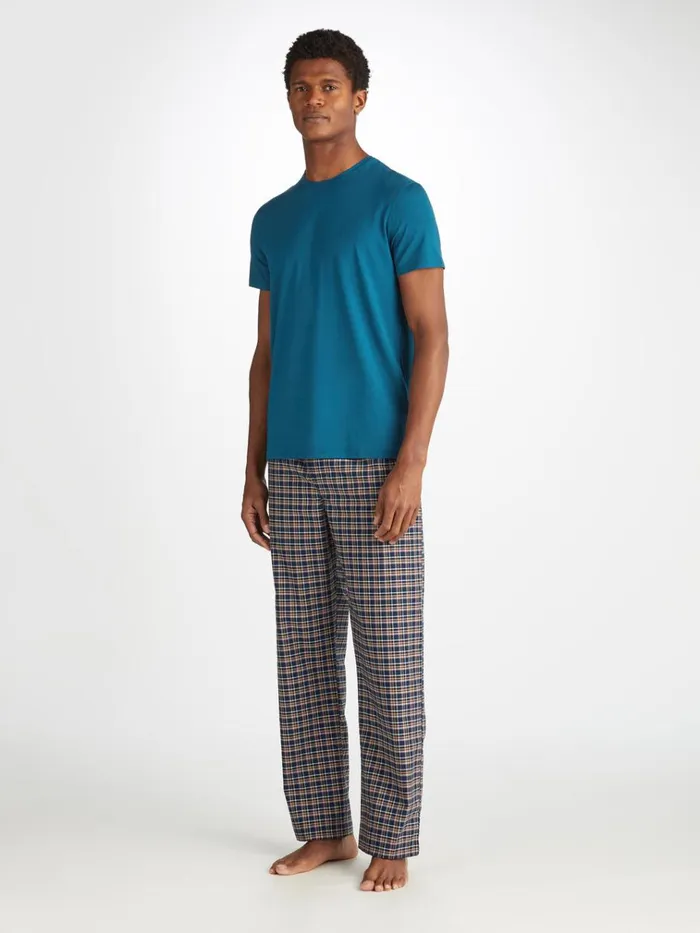 Short Sleeve TShirts Men Derek Rose TShirt Basel Micro Modal Stretch Poseidon Blue