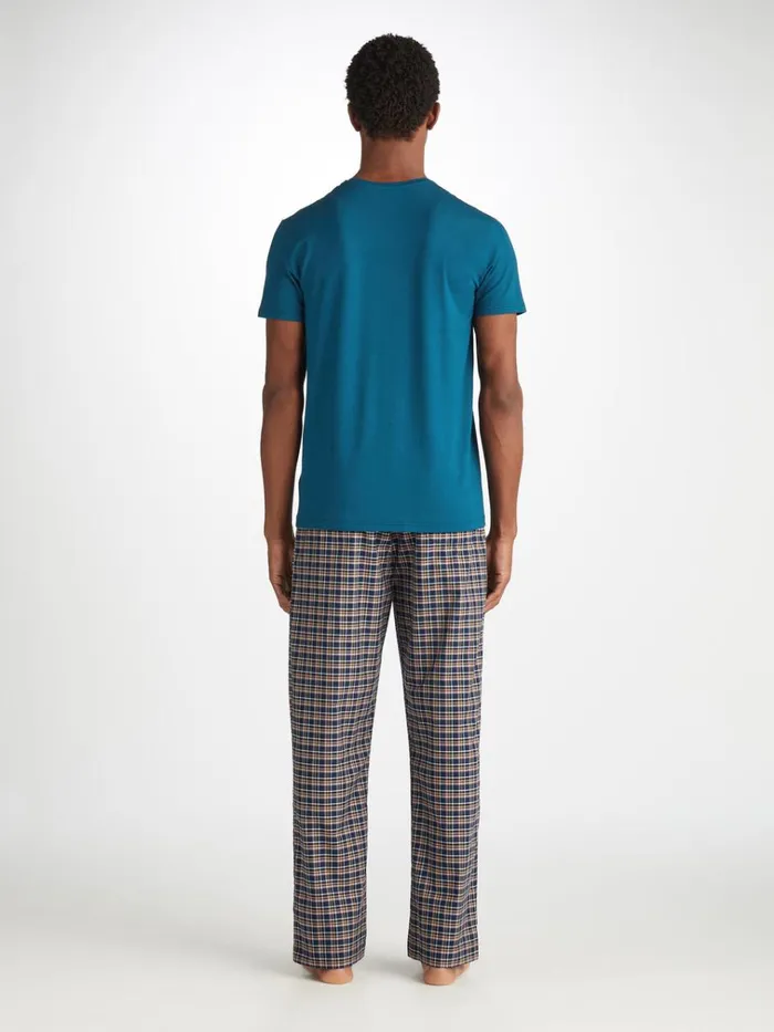 Short Sleeve TShirts Men Derek Rose TShirt Basel Micro Modal Stretch Poseidon Blue