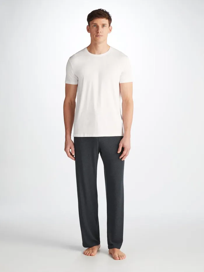 Short Sleeve TShirts Men Derek Rose TShirt Basel Micro Modal Stretch White