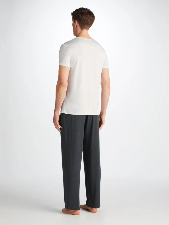 Short Sleeve TShirts Men Derek Rose TShirt Basel Micro Modal Stretch White