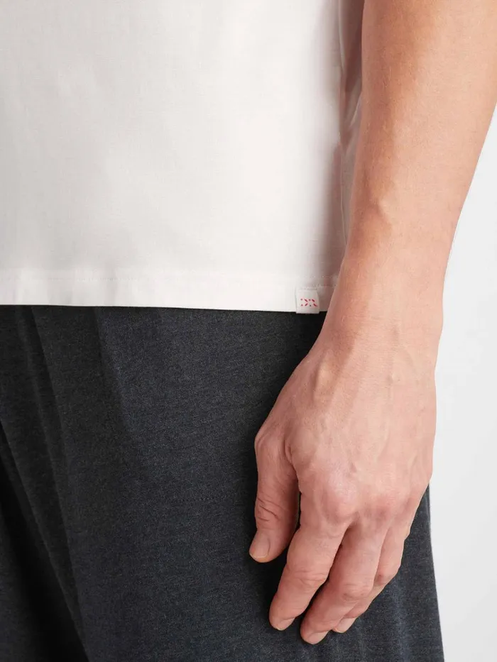 Short Sleeve TShirts Men Derek Rose TShirt Basel Micro Modal Stretch White