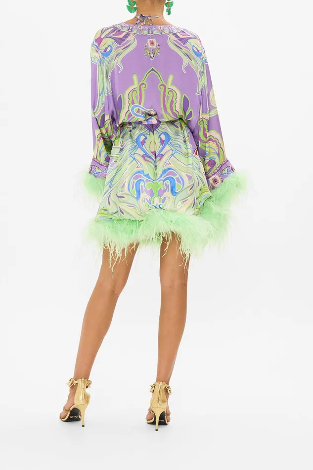SHORT WRAP WITH FEATHERS AMSTERDAM JEWEL Amsterdam Jewel Womens Camilla Kimonos