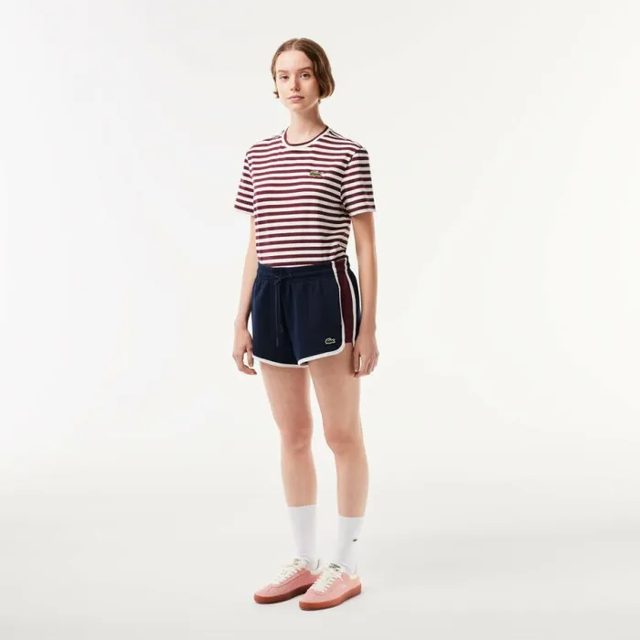 Shorts and Skirts Women Lacoste Women039s Contrast Seam Piqu Shorts Navy Blue 166