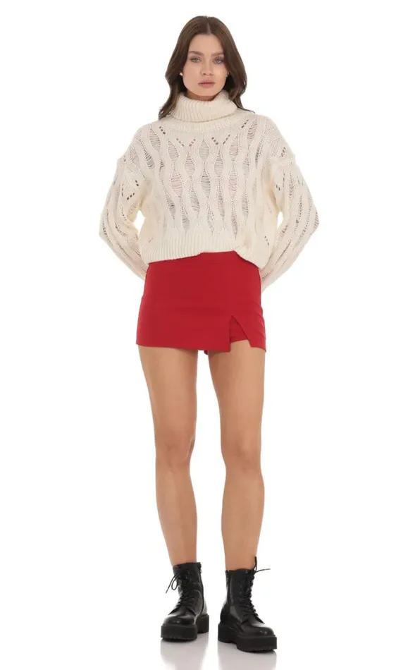 Side Slit Mini Skort Red Women LUCY IN THE SKY Shorts Side Slit Mini Skort Red Women LUCY IN THE SKY Shorts