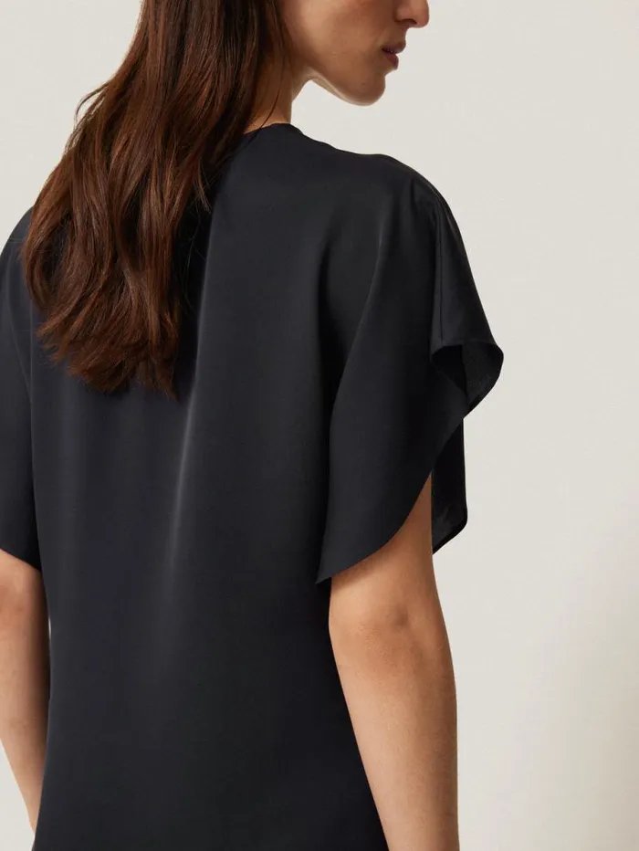 Silk Drape Sleeve Top Navy Women Jigsaw Party