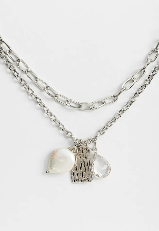 Silver Pearl Cluster Drape Necklace Women Maurices Jewelry
