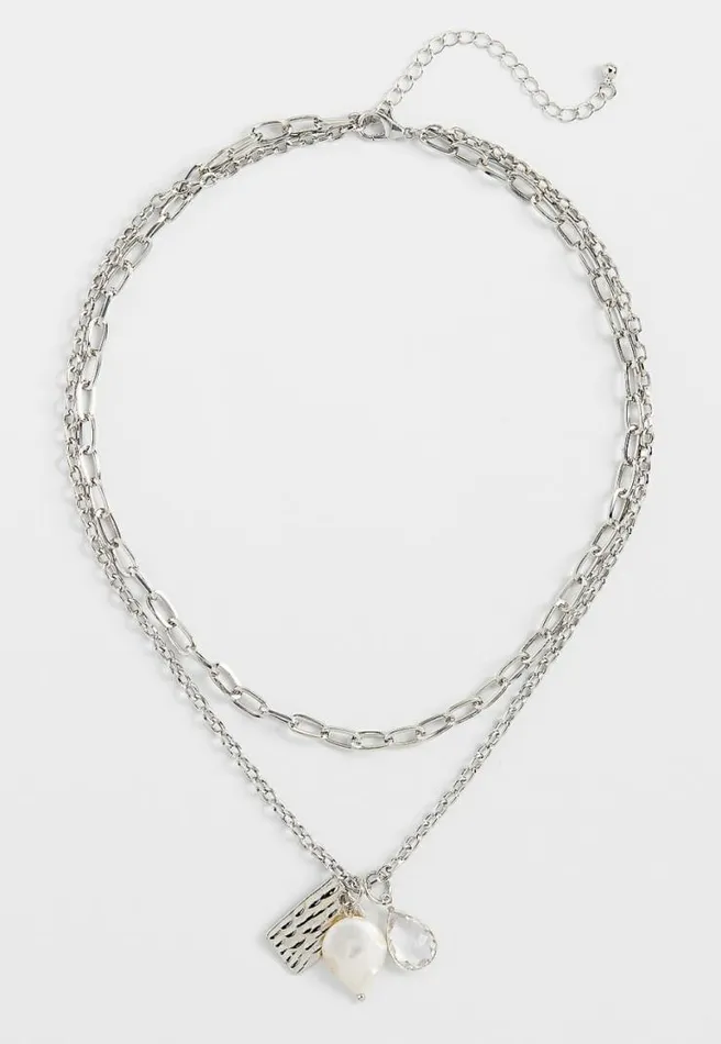 Silver Pearl Cluster Drape Necklace Women Maurices Jewelry