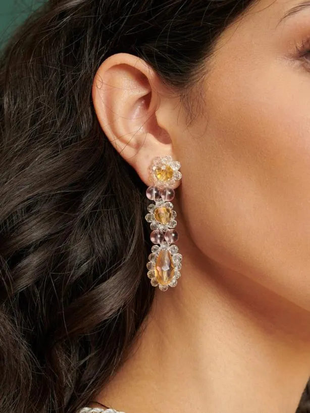 Sister Jane Accessories Womenswear DREAM Watercolour Bead Earrings Yellow Pink Crystal