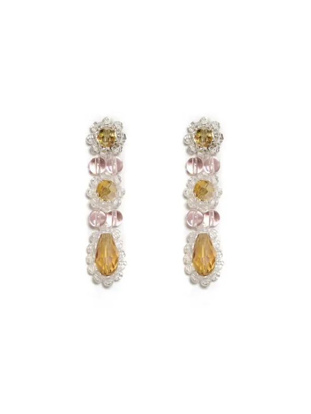 Sister Jane Accessories Womenswear DREAM Watercolour Bead Earrings Yellow Pink Crystal