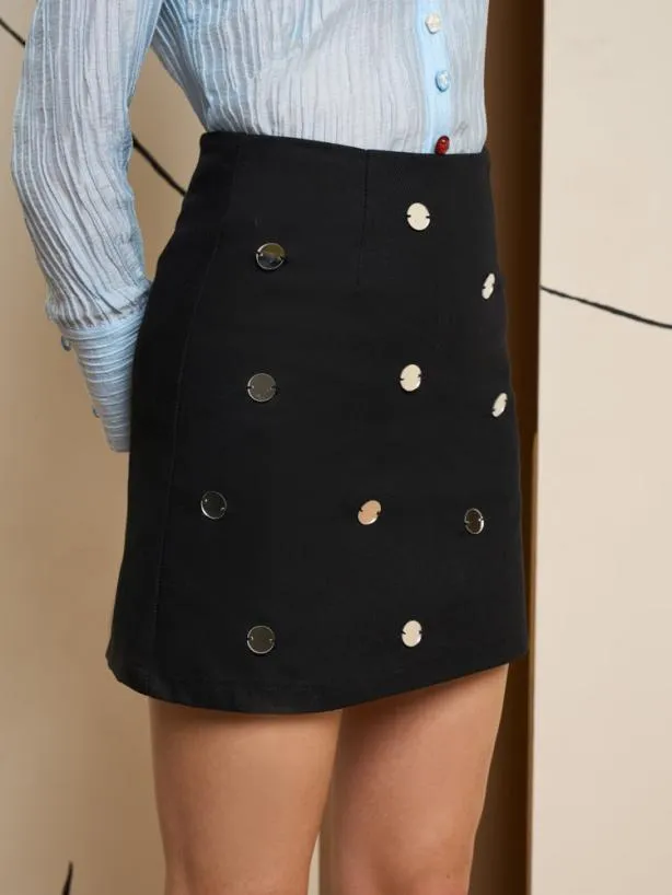 Sister Jane Bottoms Womenswear Ghospell Tabi Mirror Mini Skirt Ink Black