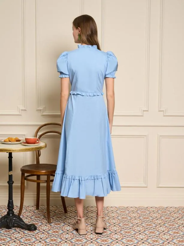Sister Jane Dresses Womenswear Benoite Ruffle Midi Dress Cornflower Blue