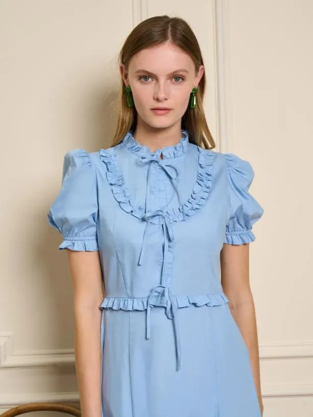 Sister Jane Dresses Womenswear Benoite Ruffle Midi Dress Cornflower Blue