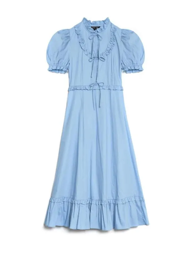 Sister Jane Dresses Womenswear Benoite Ruffle Midi Dress Cornflower Blue
