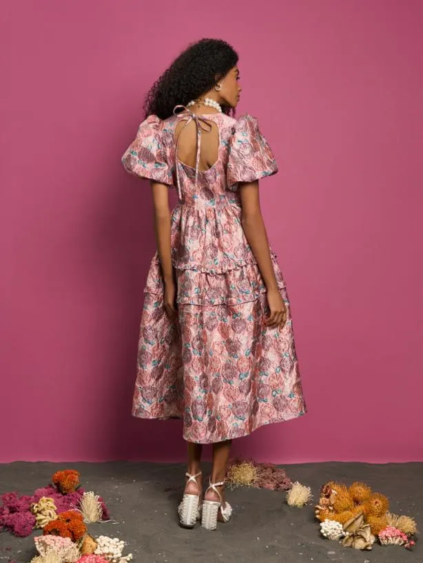 Sister Jane Dresses Womenswear DREAM Nerissa Jacquard Midi Dress Blush Pink