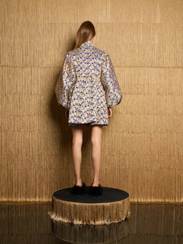 Sister Jane Dresses Womenswear DREAM Record Rose Jacquard Mini Dress Royal Blue