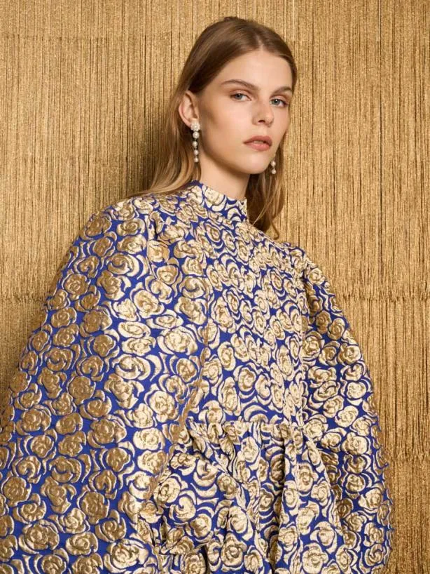 Sister Jane Dresses Womenswear DREAM Record Rose Jacquard Mini Dress Royal Blue