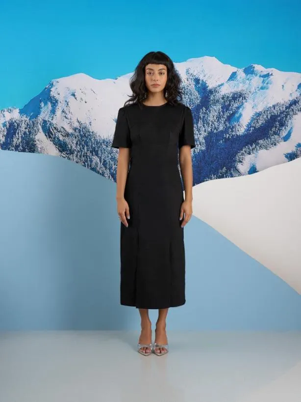 Sister Jane Dresses Womenswear Ghospell Anya Seamed Midi Dress Coal Black
