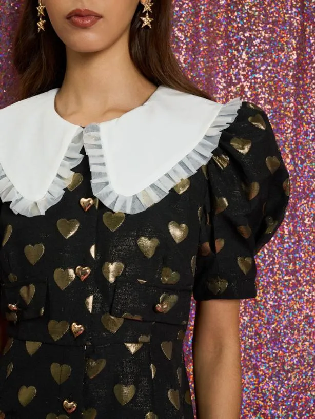 Sister Jane Dresses Womenswear Golden Hearts Midi Dress Black Heart