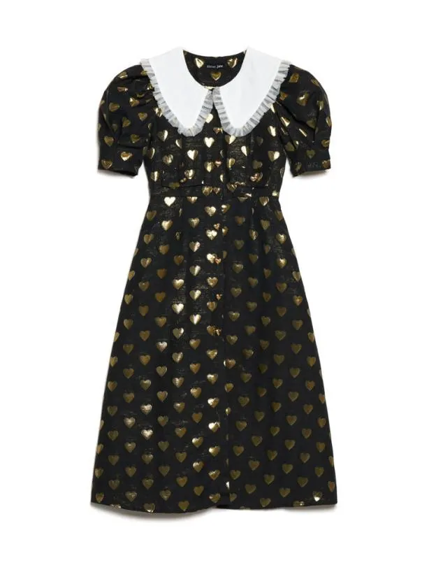 Sister Jane Dresses Womenswear Golden Hearts Midi Dress Black Heart