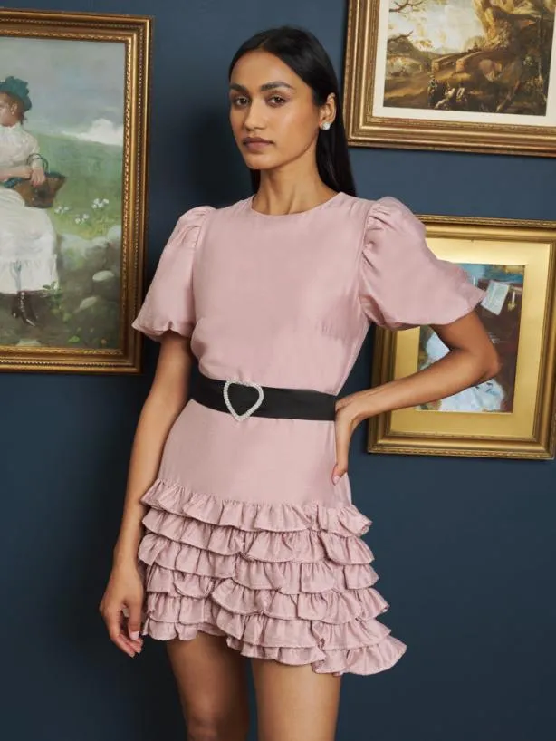 Sister Jane Dresses Womenswear Porcelain Ruffle Mini Dress Powder Pink