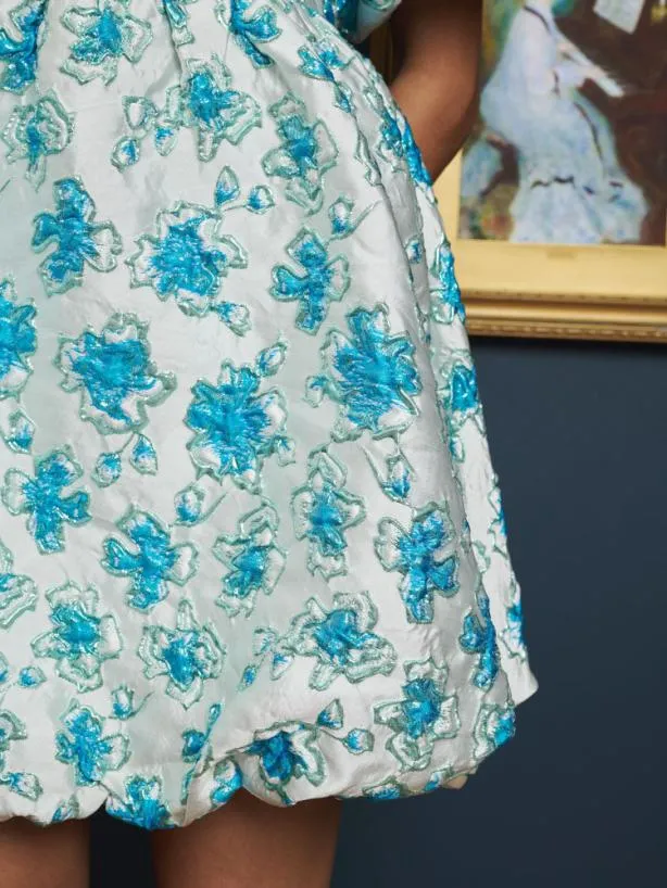 Sister Jane Dresses Womenswear Showcase Jacquard Mini Dress Floral Blue