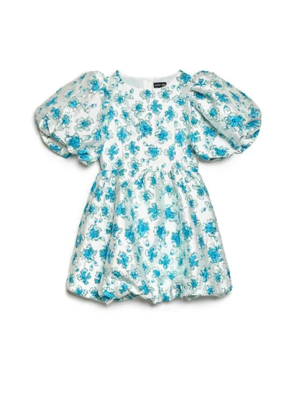 Sister Jane Dresses Womenswear Showcase Jacquard Mini Dress Floral Blue