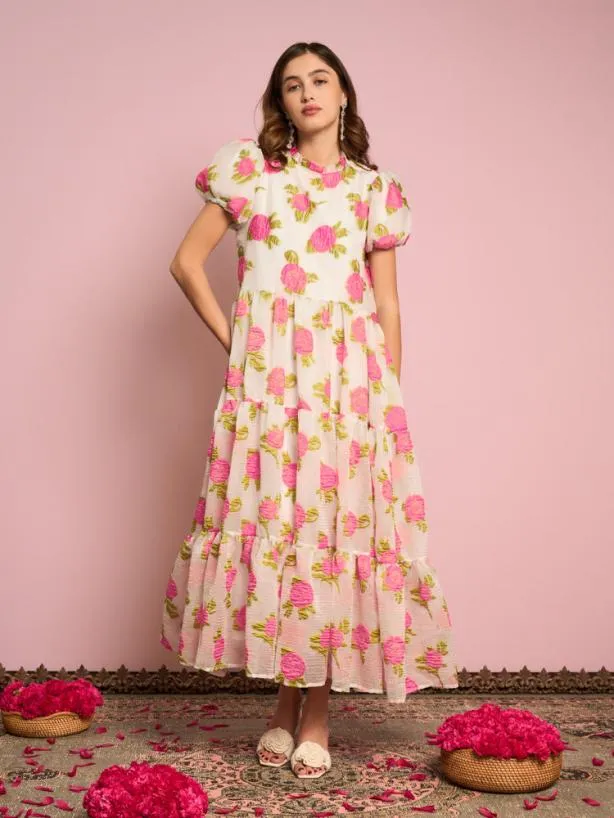 Sister Jane Dresses Womenswear Zinnia Tiered Maxi Dress Pearled White