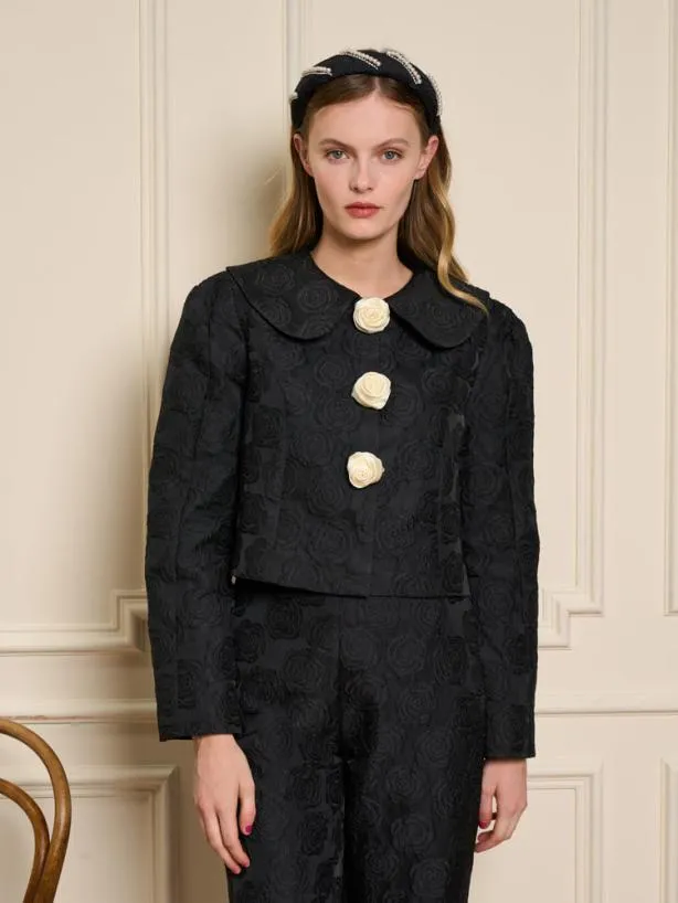 Sister Jane Jackets Womenswear Cheri Rose Jacquard Jacket Ink Black
