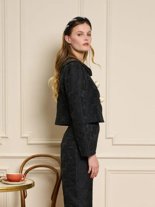 Sister Jane Jackets Womenswear Cheri Rose Jacquard Jacket Ink Black