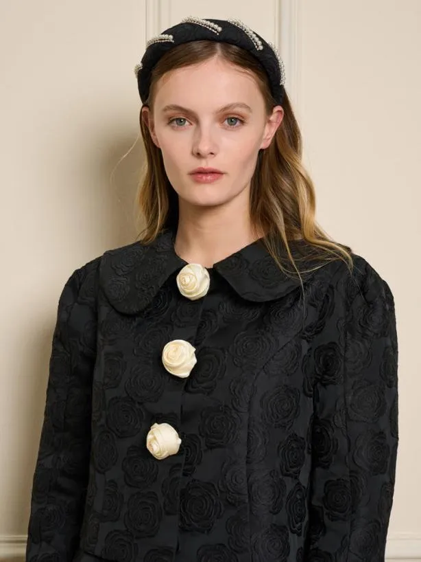 Sister Jane Jackets Womenswear Cheri Rose Jacquard Jacket Ink Black