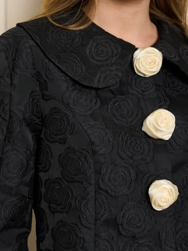 Sister Jane Jackets Womenswear Cheri Rose Jacquard Jacket Ink Black