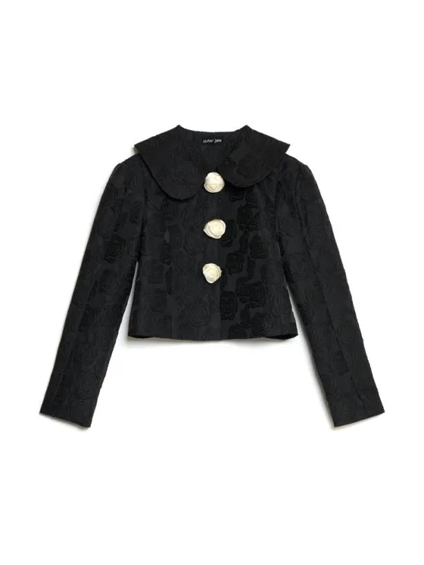 Sister Jane Jackets Womenswear Cheri Rose Jacquard Jacket Ink Black