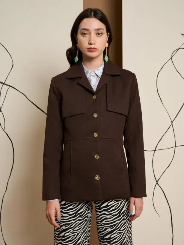 Sister Jane Jackets Womenswear Ghospell Zola Storm Flap Jacket Downtown Brown