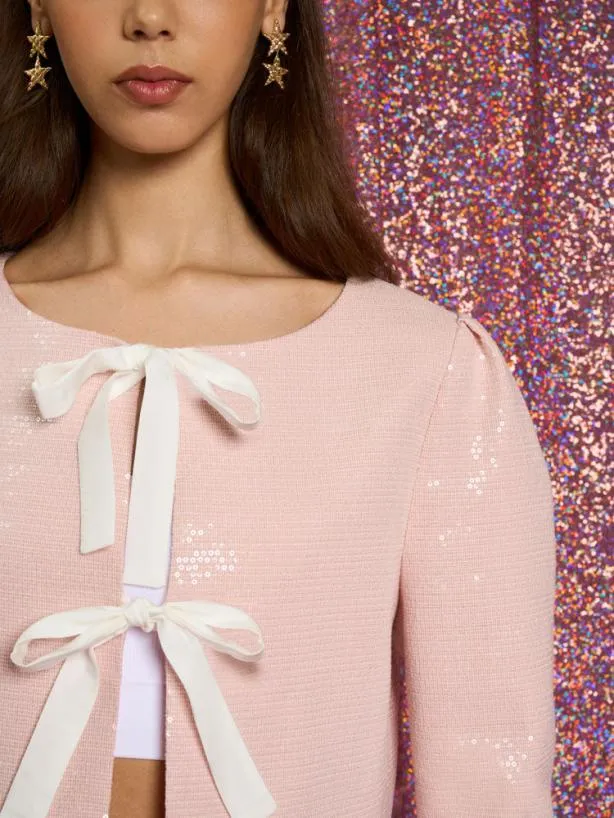 Sister Jane Jackets Womenswear Headline Sequin Bow Jacket Pale Pink