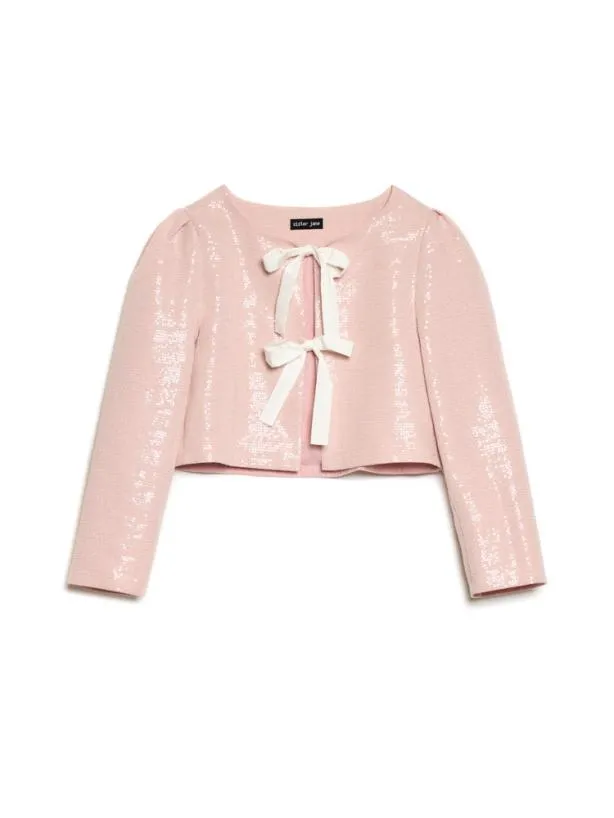Sister Jane Jackets Womenswear Headline Sequin Bow Jacket Pale Pink