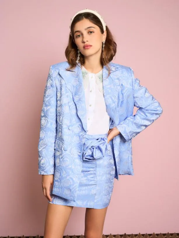 Sister Jane Jackets Womenswear Sapphire Rose Jacquard Blazer Teapot Blue