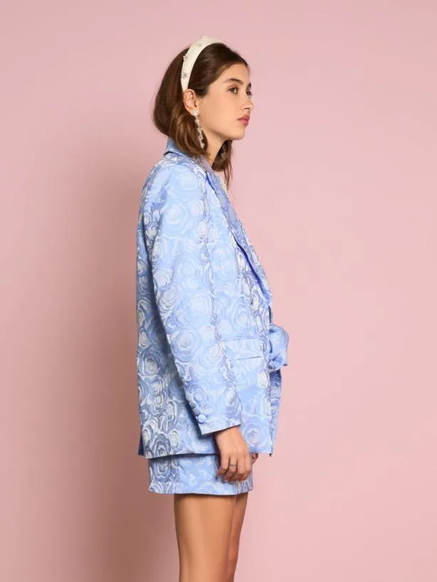 Sister Jane Jackets Womenswear Sapphire Rose Jacquard Blazer Teapot Blue