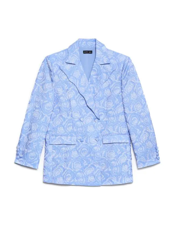 Sister Jane Jackets Womenswear Sapphire Rose Jacquard Blazer Teapot Blue
