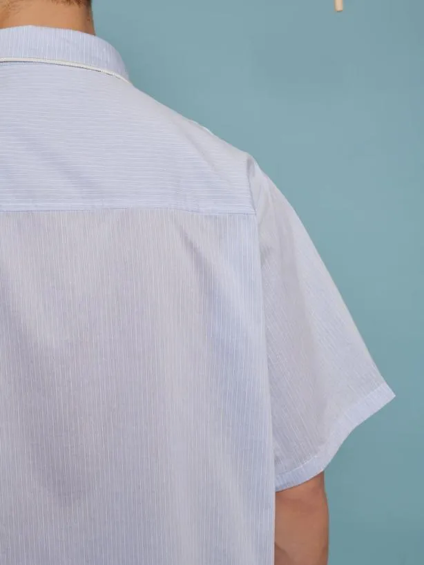 Sister Jane Shirts Menswear Cameron Pinstripe Boxy Shirt Baby Blue Stripes