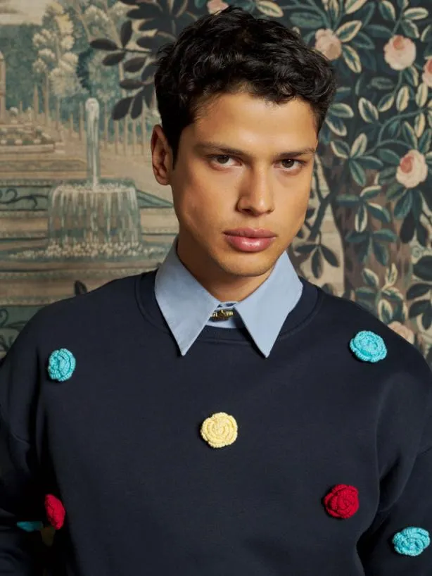 Sister Jane Shirts Menswear Henry Rose Sweatshirt Navy Blue