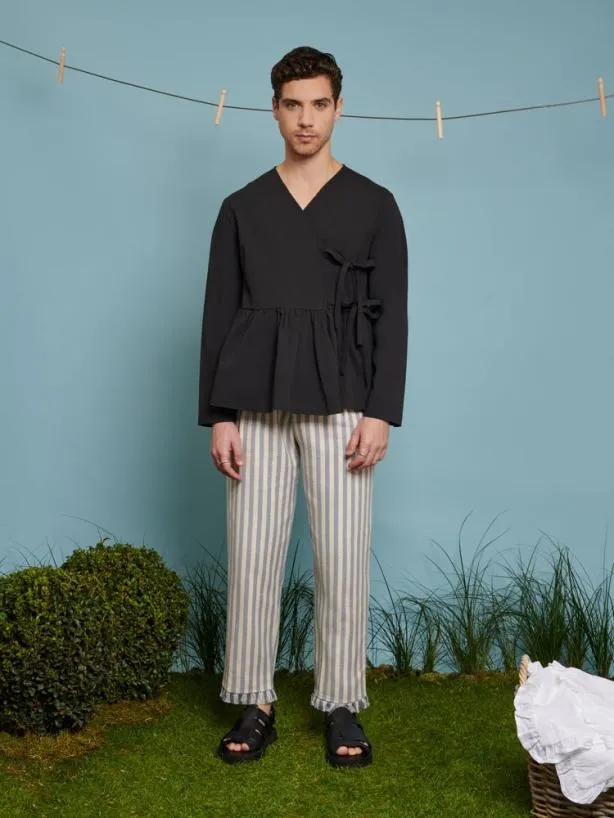 Sister Jane Shirts Menswear Jessie Wrap Top Black