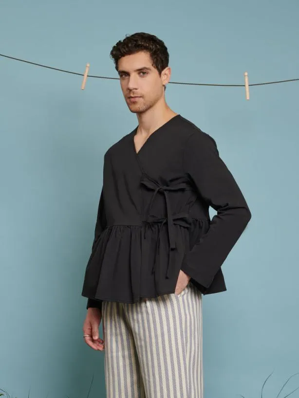 Sister Jane Shirts Menswear Jessie Wrap Top Black