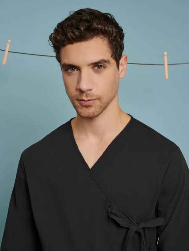 Sister Jane Shirts Menswear Jessie Wrap Top Black