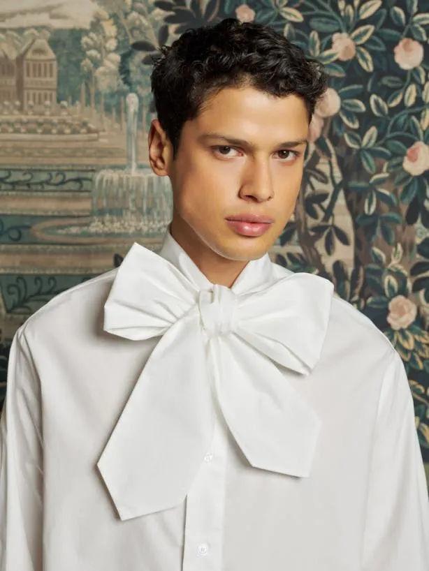 Sister Jane Shirts Menswear Miller Bow Shirt Pearled White